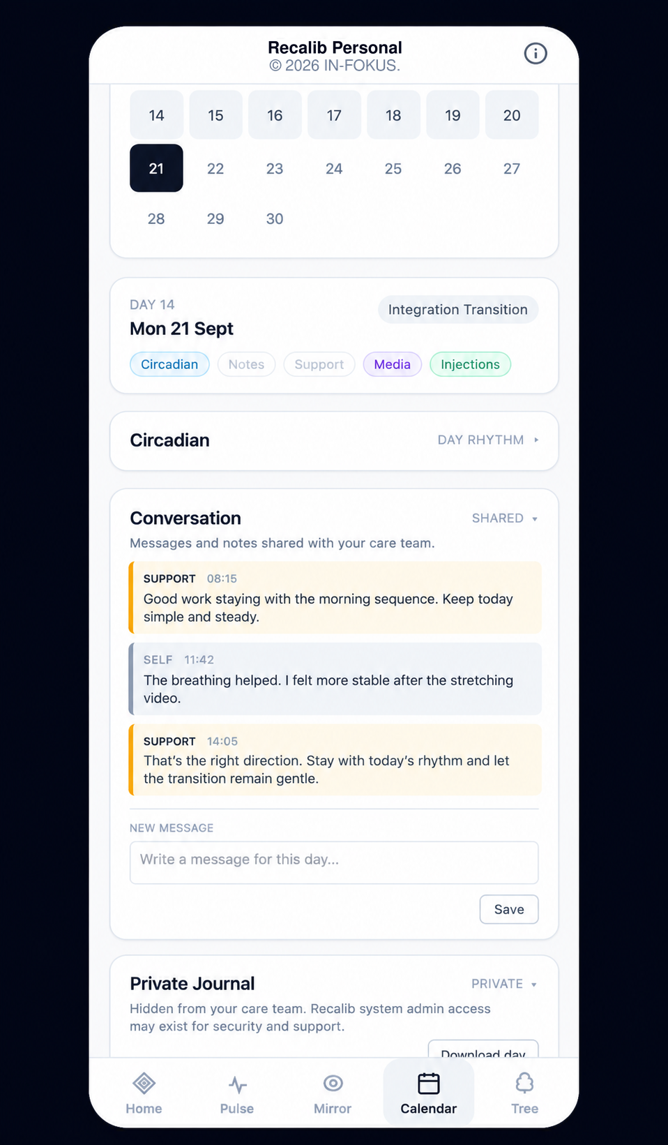 Choose a day · return to its context