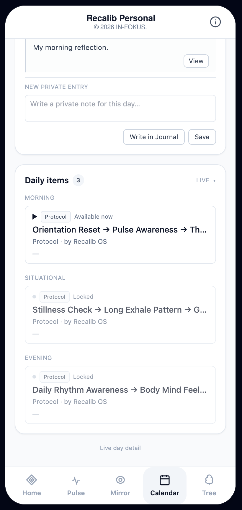 Daily items · practice in its intended place